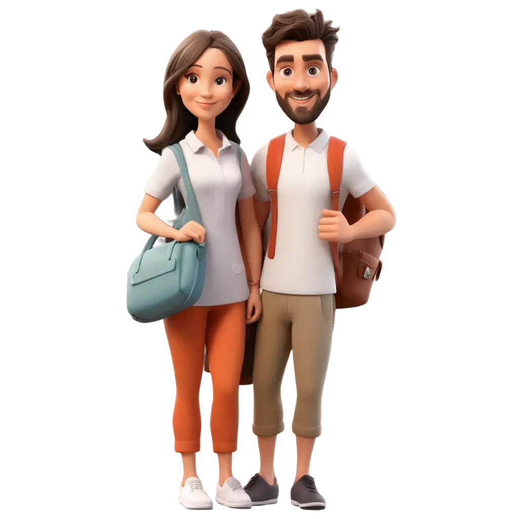 3D-Couple-with-Passport-and-Travel-Bags-PNG-Image-Travel-Concept-Illustration