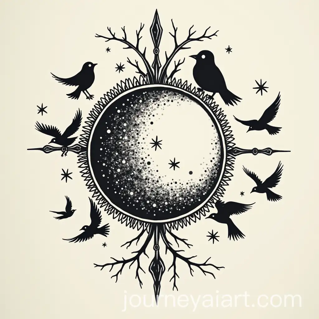 Moon-Phases-and-Birds-Tattoo-Design