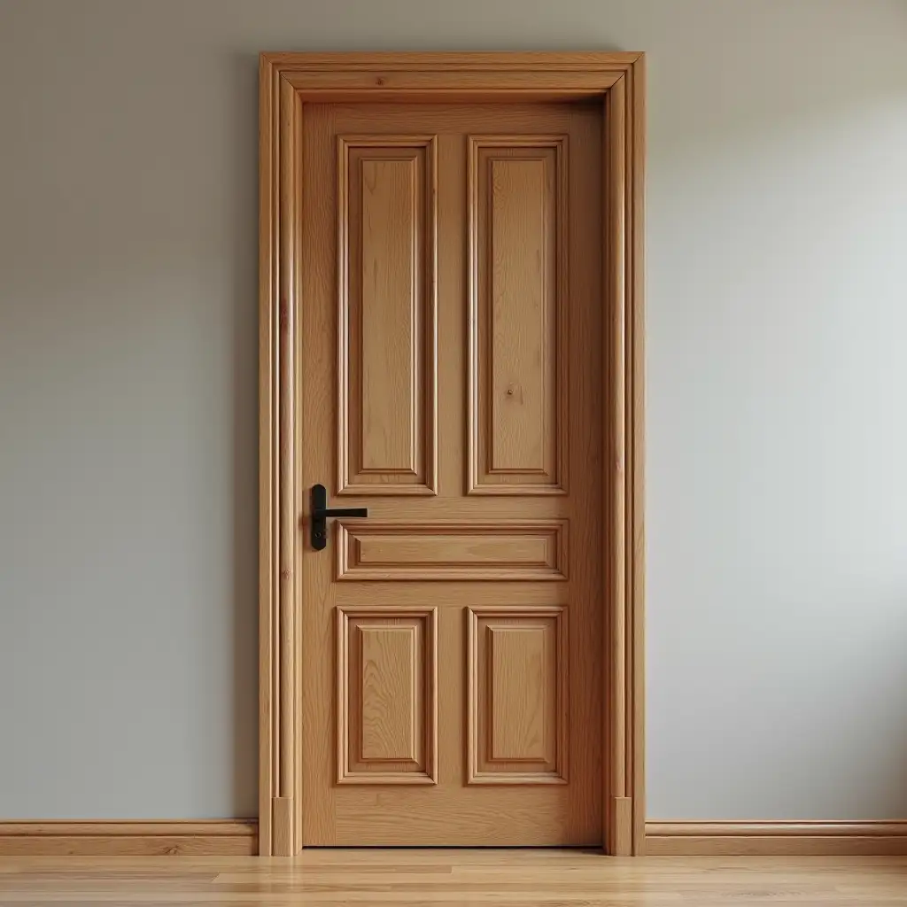 A wood door design with 7 wooden panel