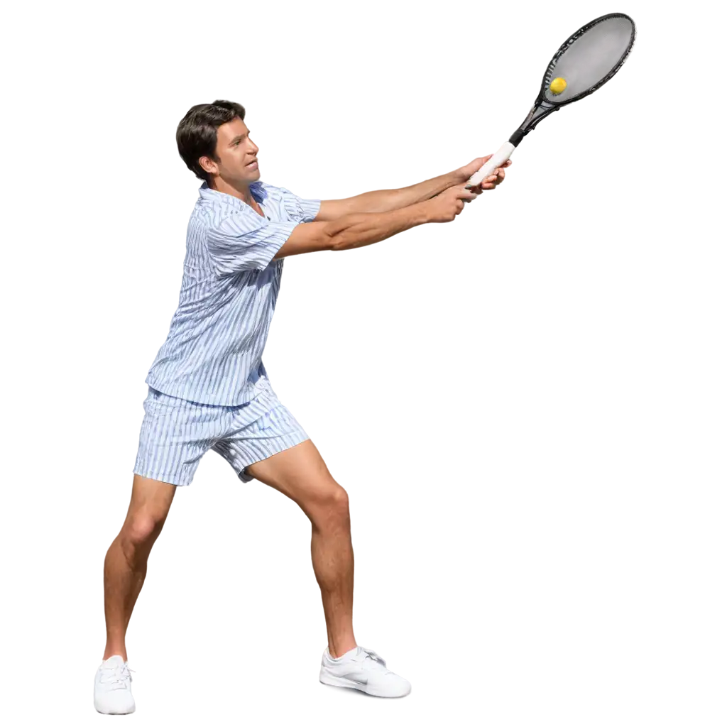 Full-Body-PNG-Image-of-a-Man-in-Pajamas-Playing-Tennis-HighQuality-Visuals-for-Versatile-Use