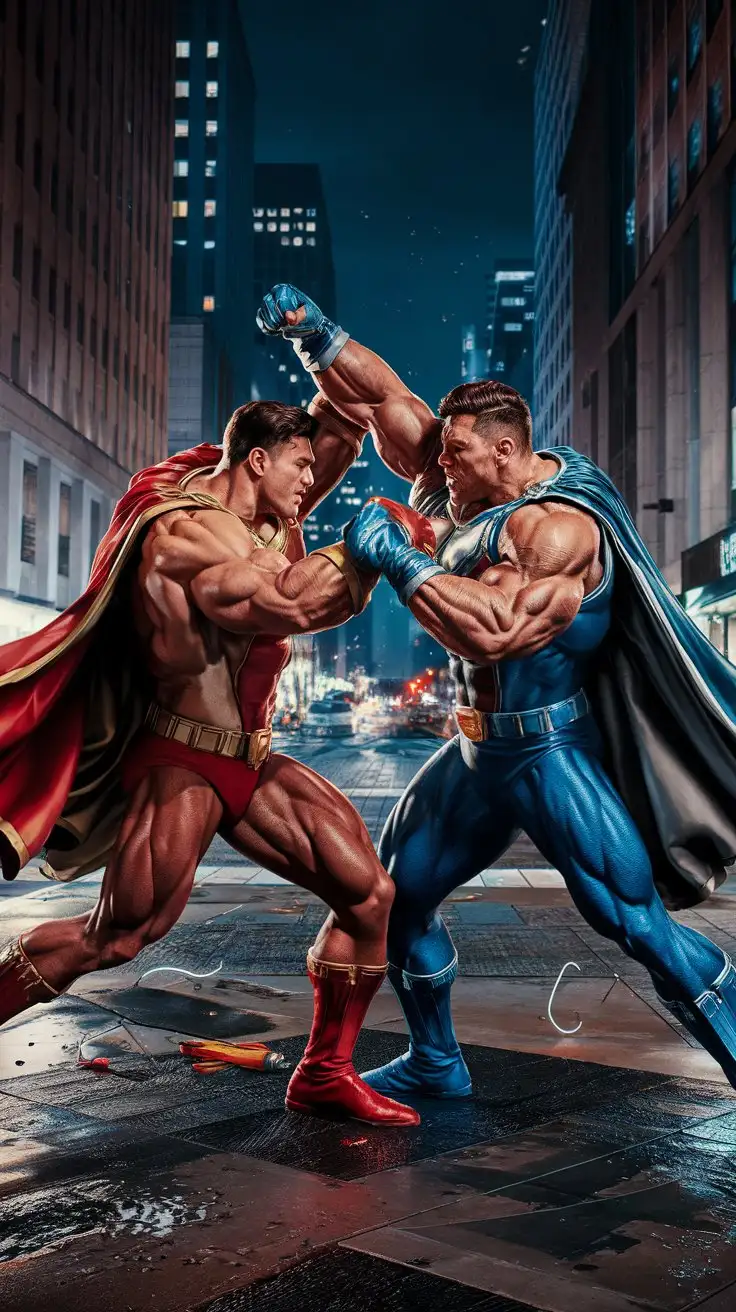 Powerful-Bodybuilder-Superheroes-Fighting-in-a-City-Street-at-Night