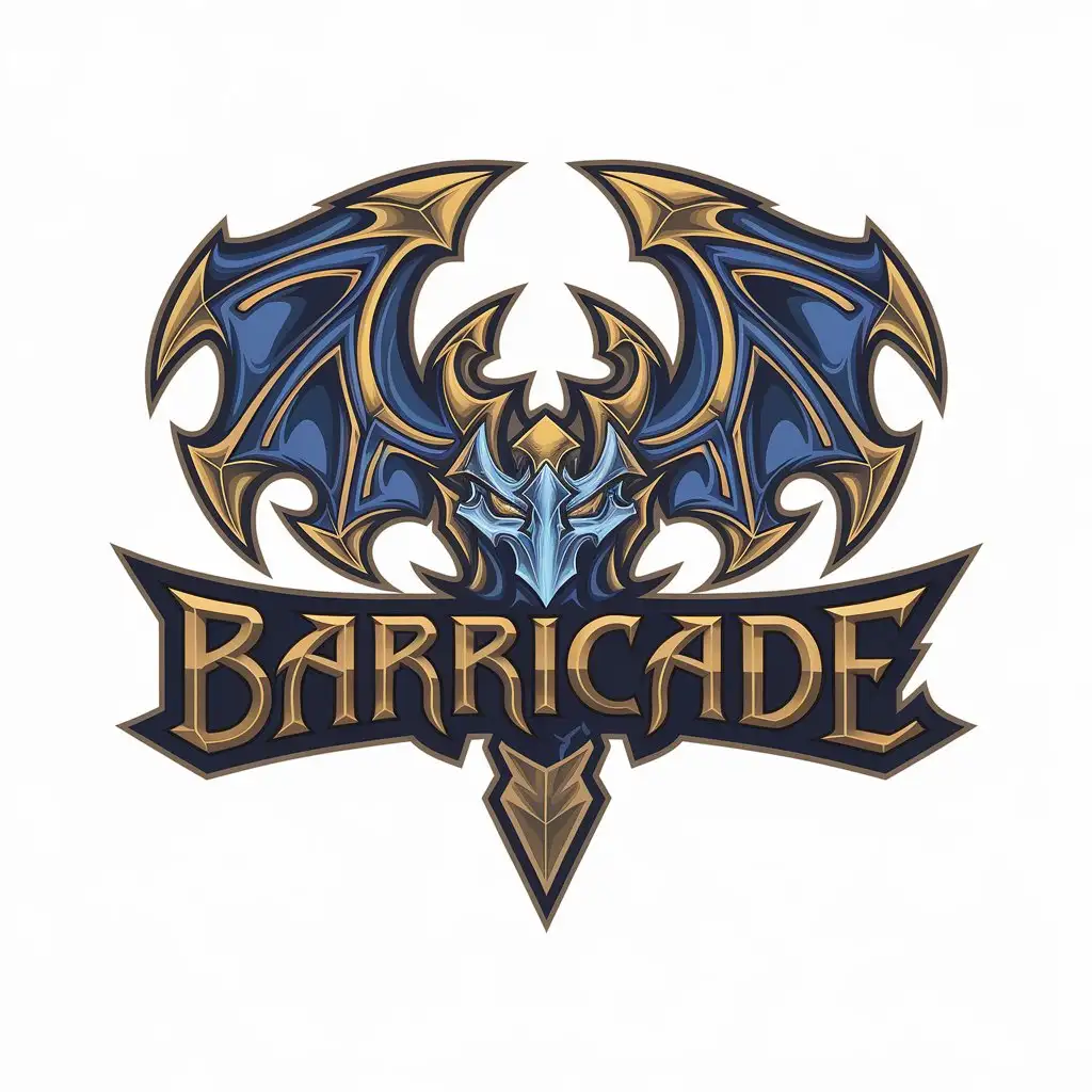 LOGO Design for Barricade Diablo Gothic Blue Gold with Complex Symbol and Clear Background