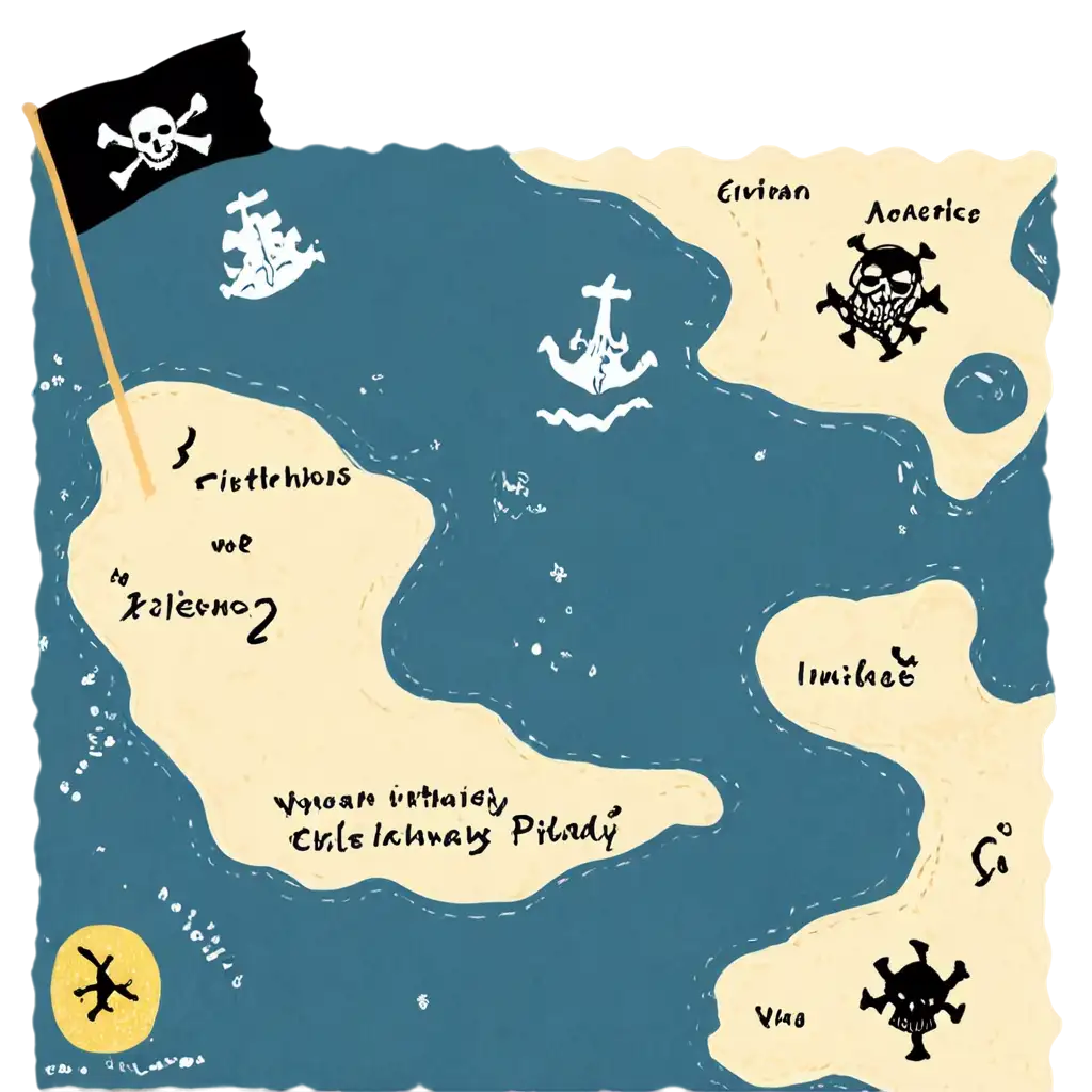 created pirate map for children's birthday invitation