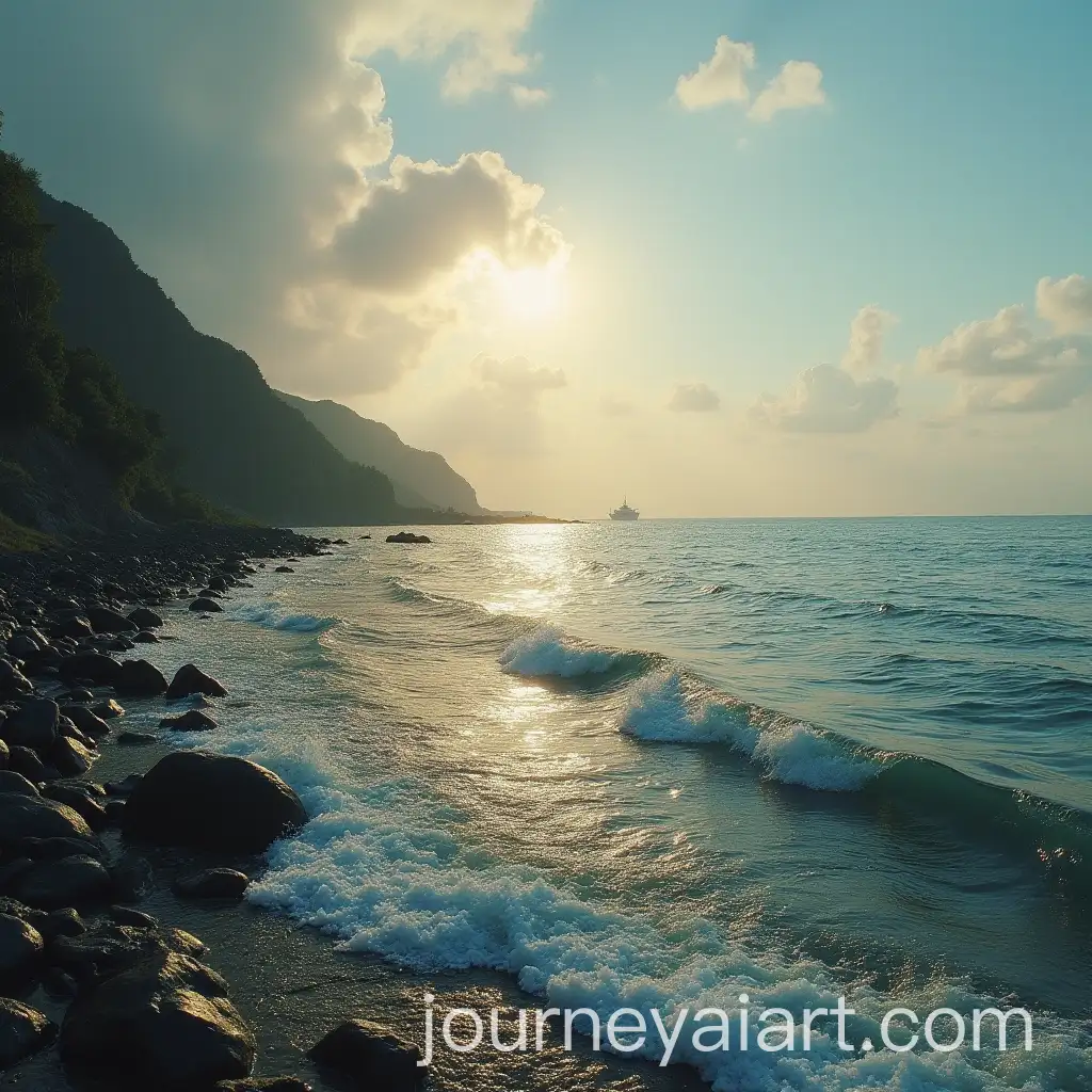 Serene-Landscape-River-Flowing-to-the-Sea