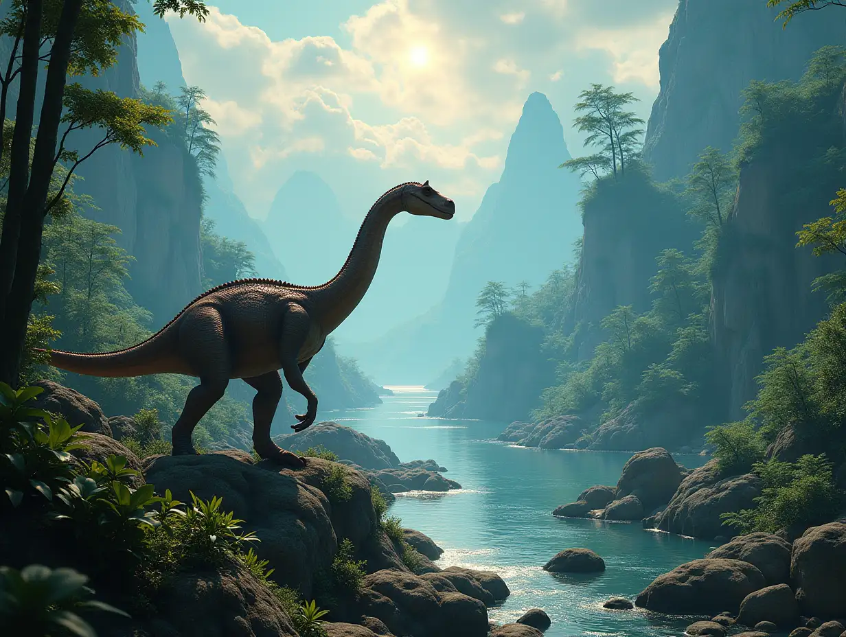 AI on foreign Planets  with Dinosaurs,Sea,Plants in 4K resolution