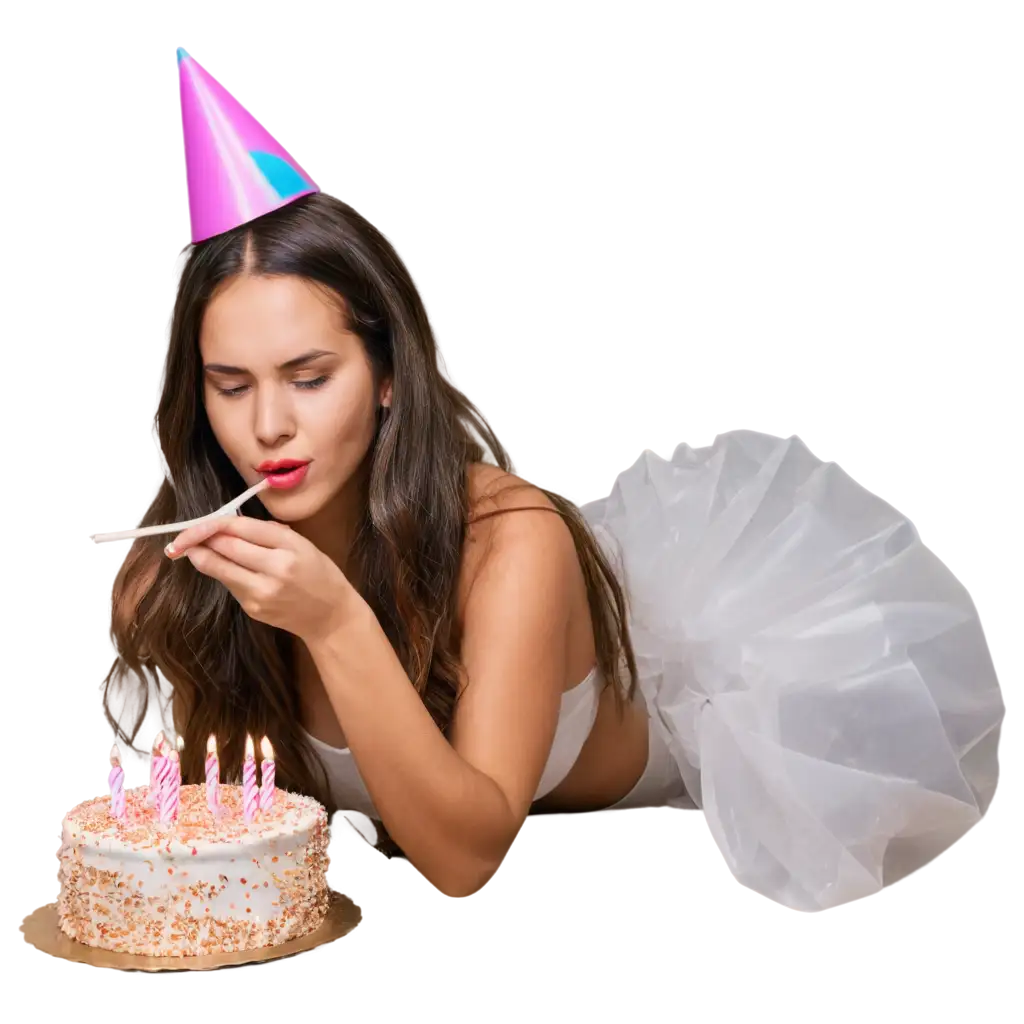 PNG-Image-of-a-Young-Woman-Blowing-Out-Birthday-Candles