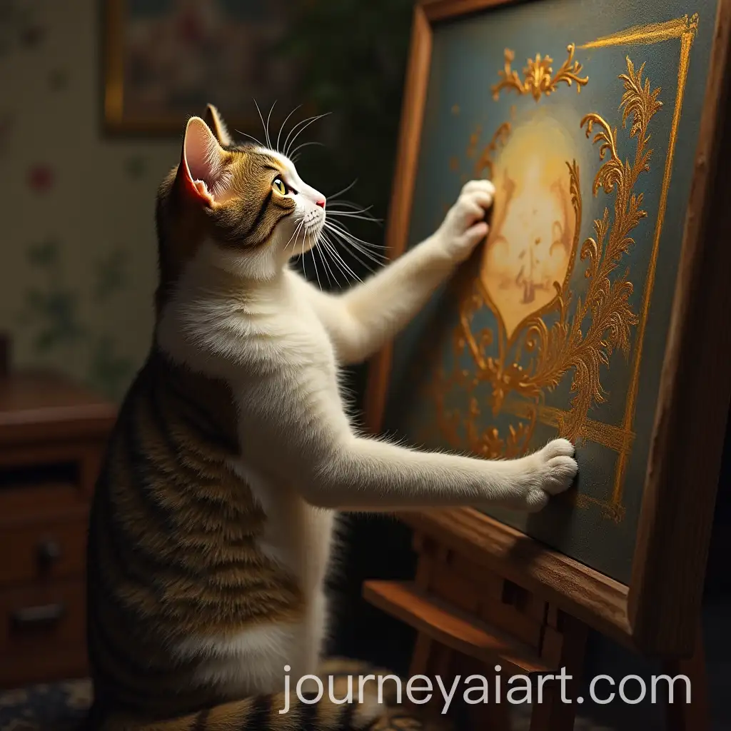Cat-Imitating-Famous-Painter-Pose