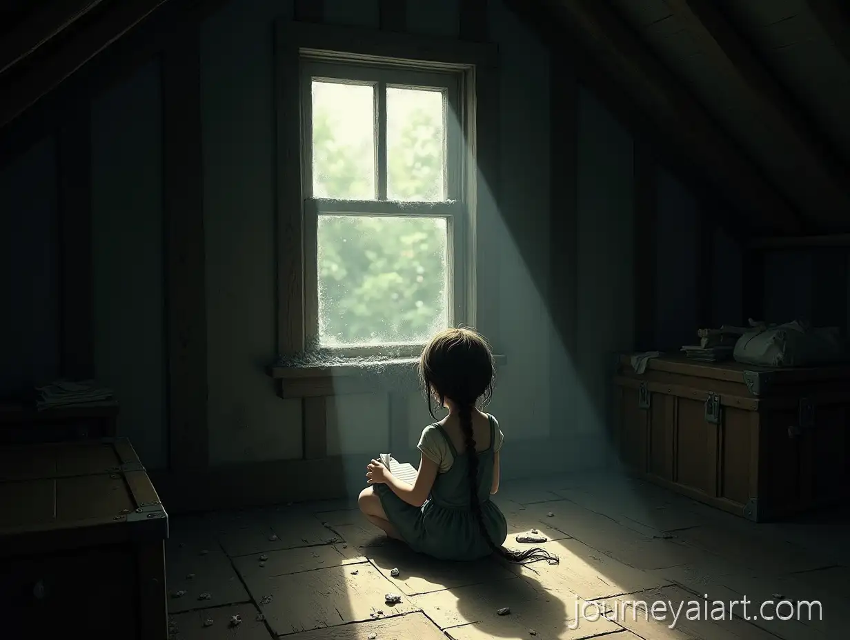 Girl-in-Abandoned-AtticLonely-Girl-in-an-Abandoned-Attic-with-Sunlight-Through-Dusty-Window
