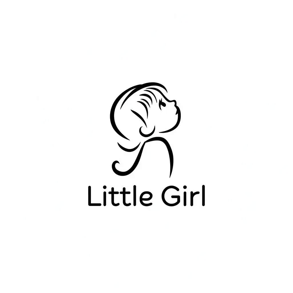 LOGO-Design-for-Little-Girl-Minimalist-Sketch-Style-with-Clear-Background