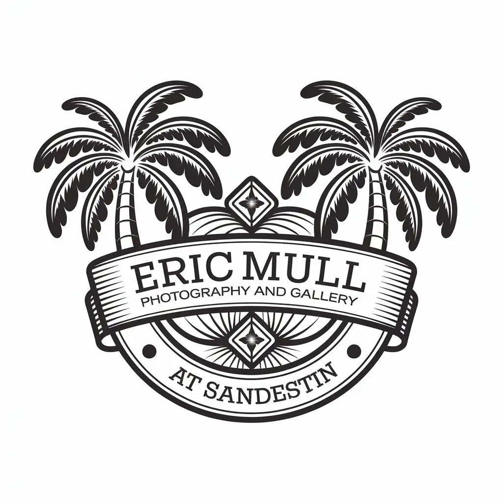 LOGO Design for Eric Mull Photography and Gallery at Sandestin Palm Trees and Elegant Typography