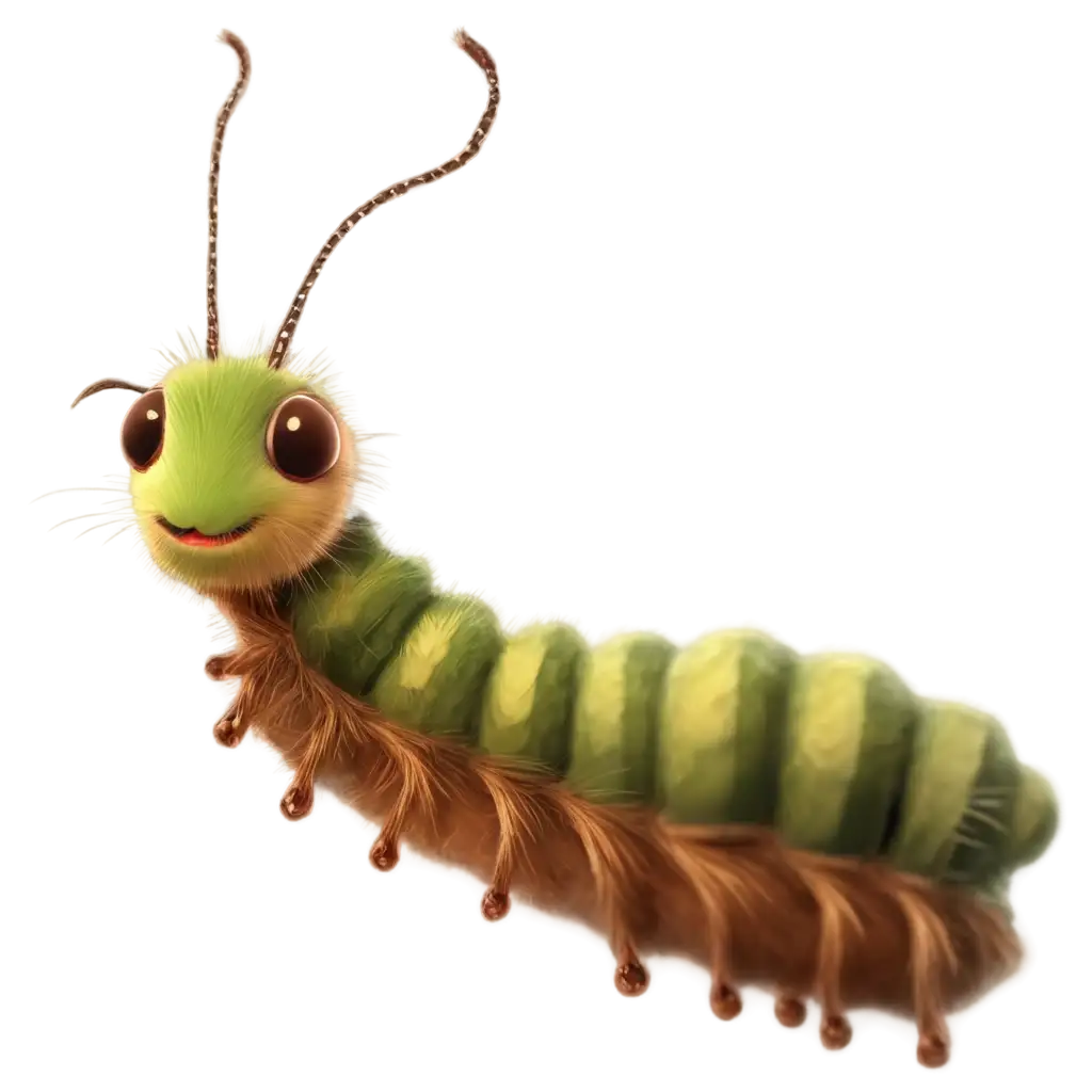 PNG-Image-of-a-Realistic-Hairy-Caterpillar-in-a-Mystical-Forest-with-Butterflies-and-Fireflies-8K-HD-Quality