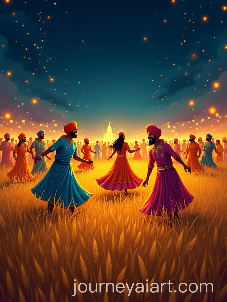 Joyful-Baisakhi-Celebration-in-Vibrant-Wheat-Field-with-Traditional-Punjabi-Dance-and-Music