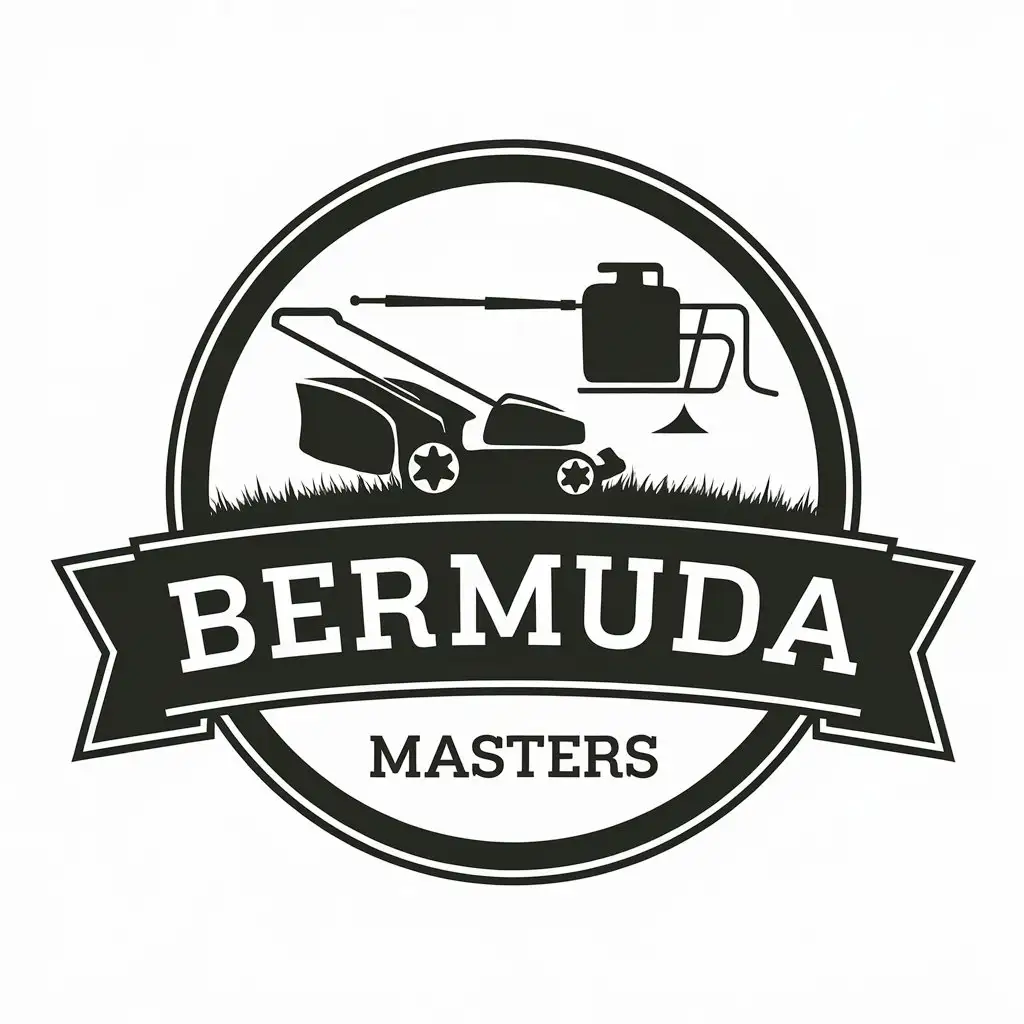 LOGO Design For Bermuda Masters Classic Style with Lawn Care Tools Imagery