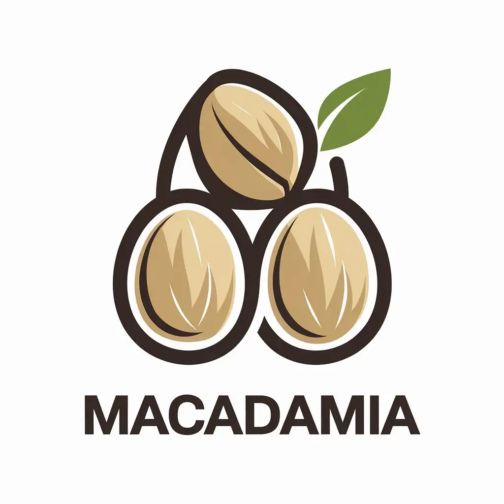 a vector logo design,with the text "Macadamia", main symbol:Australian nuts,Moderate,be used in Internet industry,clear background