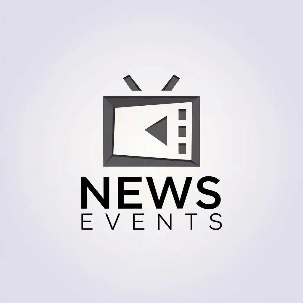 a vector logo design,with the text "news events", main symbol:television,Minimalistic,be used in Internet industry,clear background