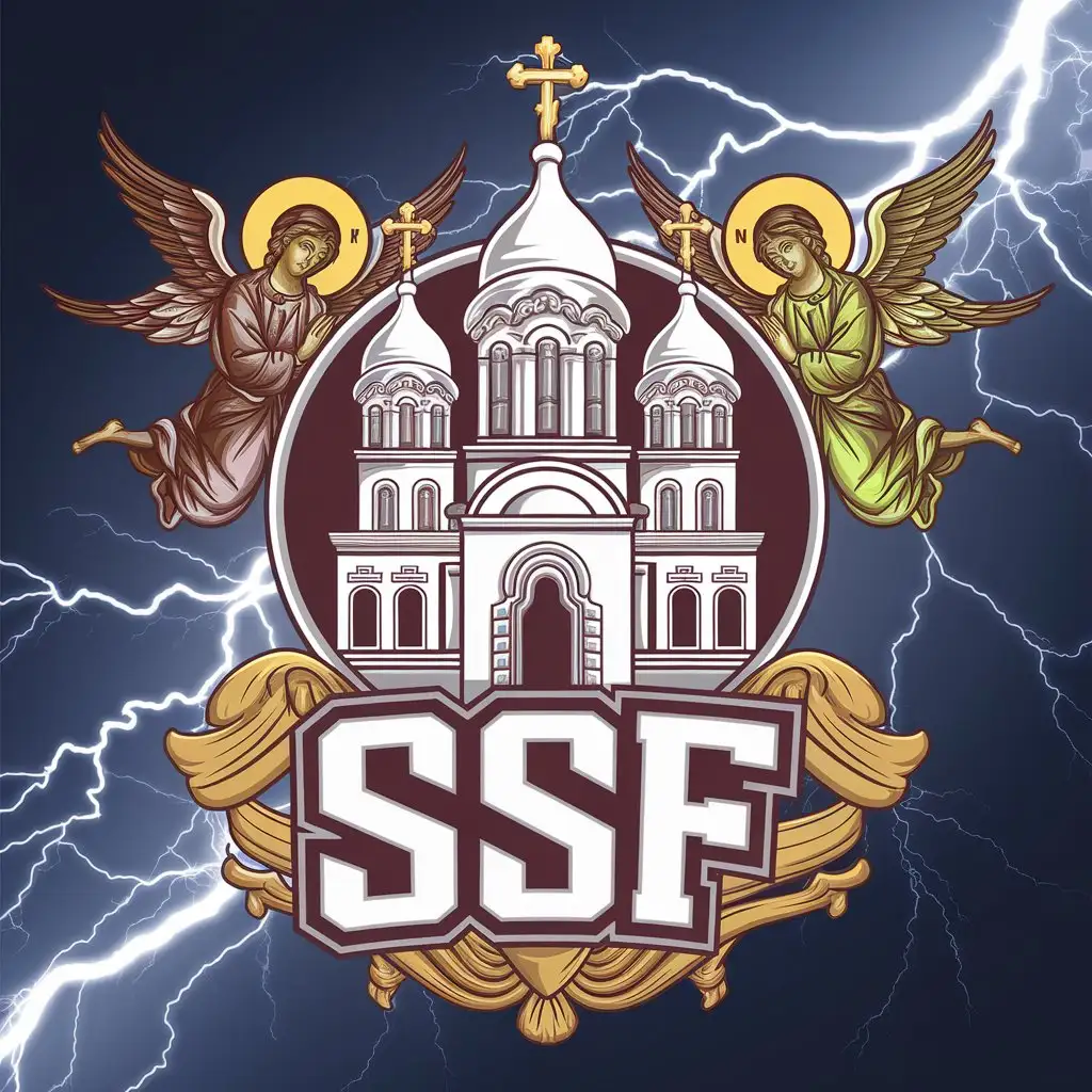 LOGO Design For SSF Russian Orthodox Temple with Angels and Lightning