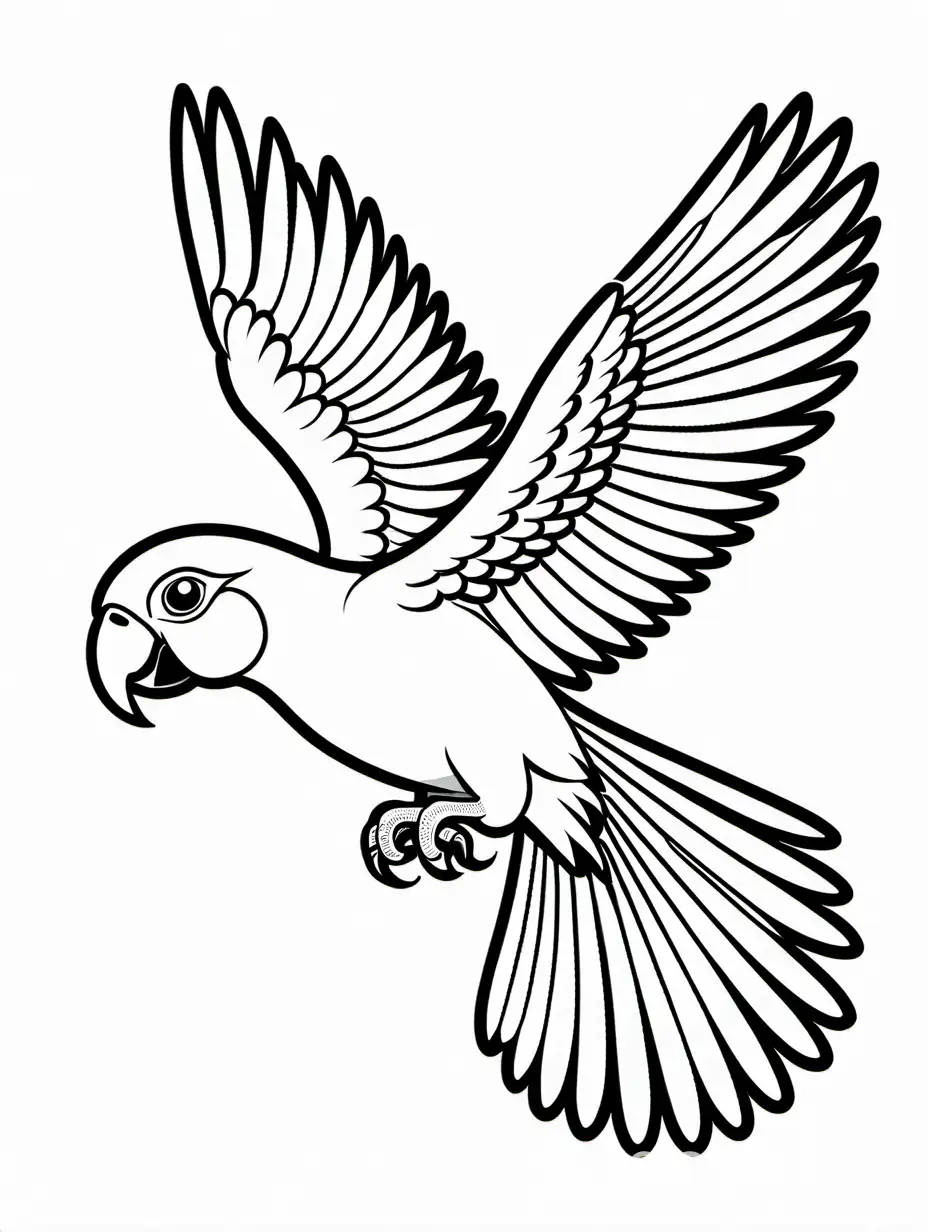 Coloring-Page-of-a-Flying-Parrot-for-Kids