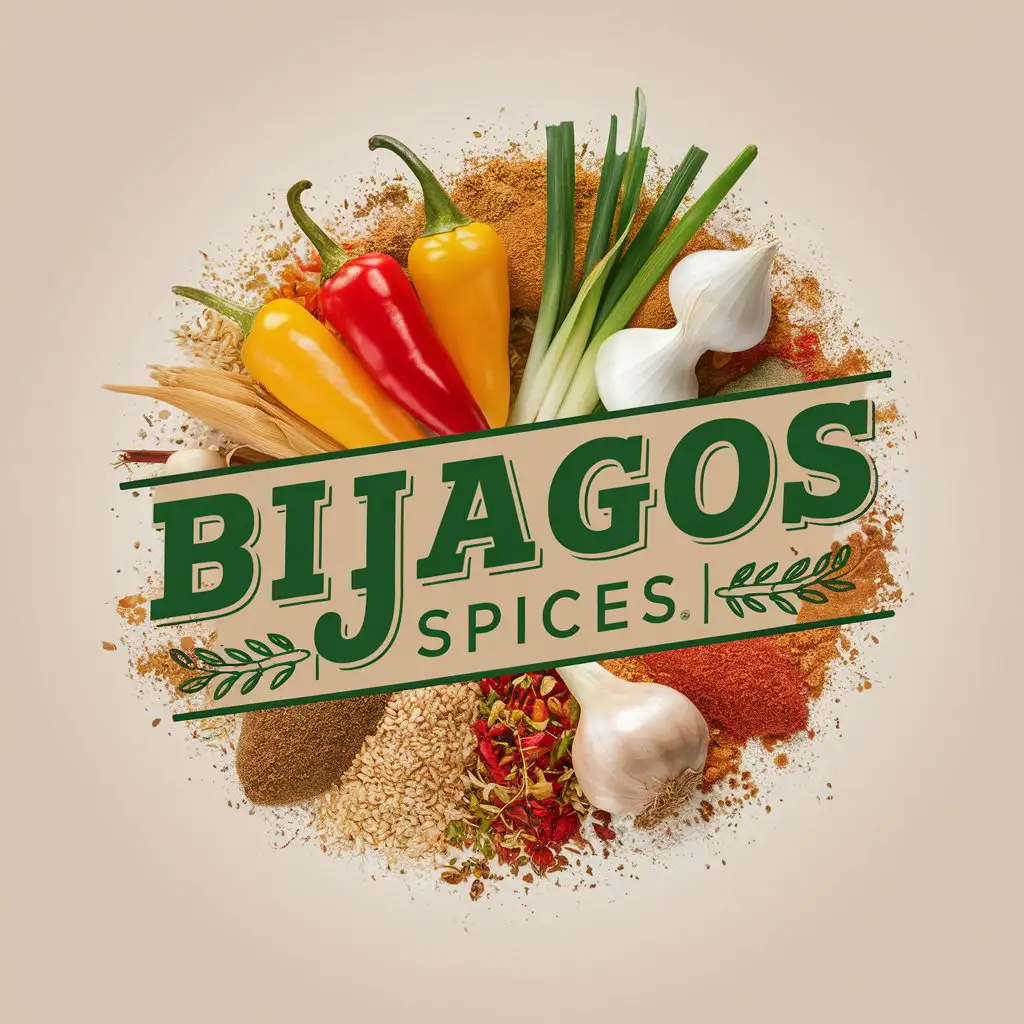 LOGO Design For BIJAGOS SPICES Vibrant Tropical Colors with Spice Elements