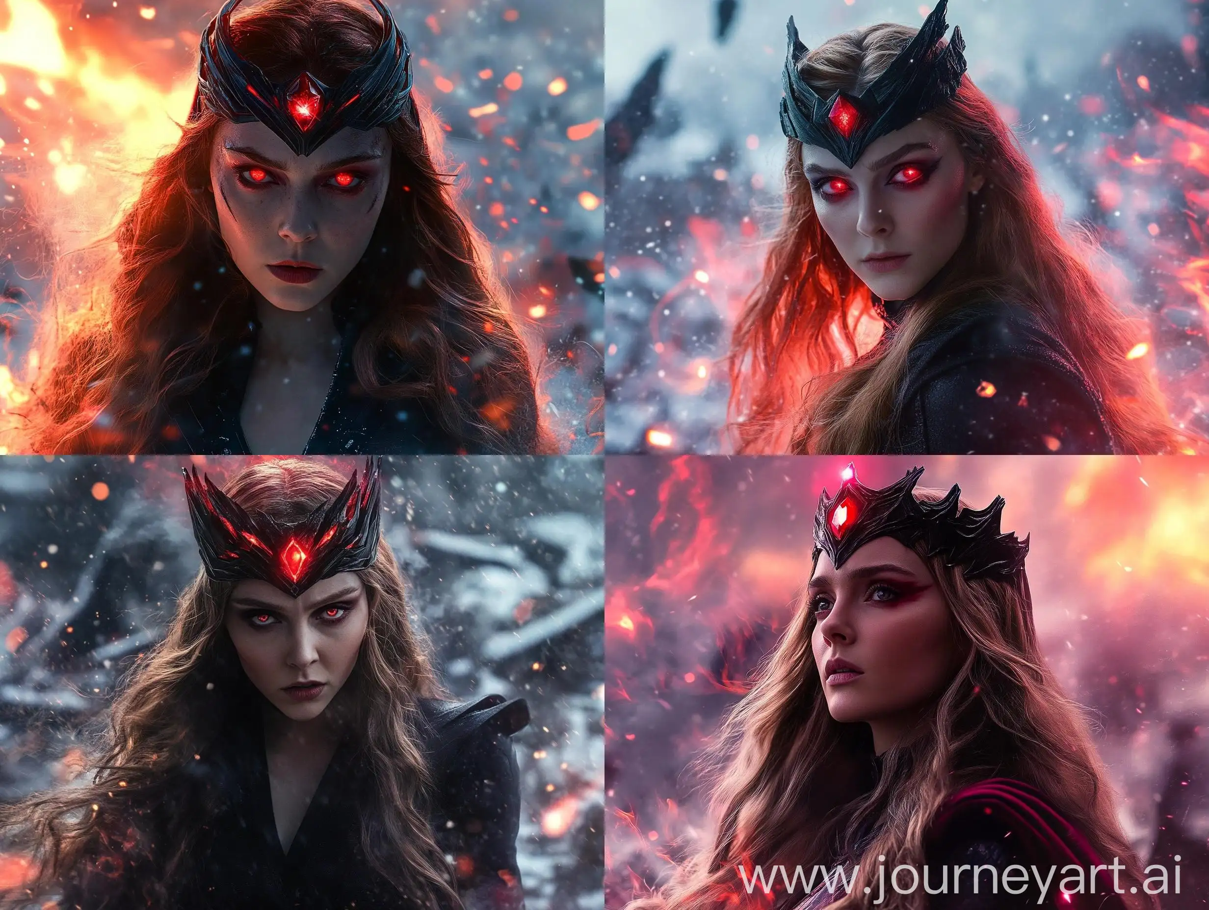 Scarlet-Witch-using-Magical-Powers-on-Snowy-Battlefield