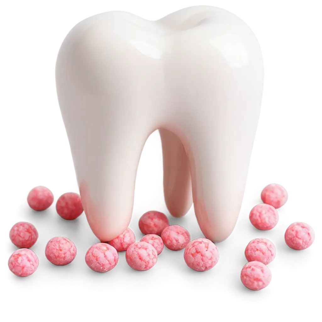 Diabetic-Tooth-with-Enamel-Damage-and-Cracks-PNG-Image-Surrounded-by-Candies