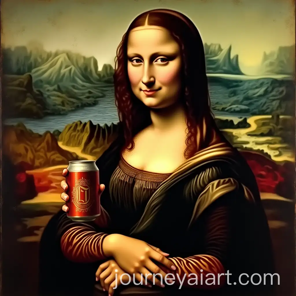 Mona-Lisa-Holding-a-Beer-Can-in-a-Modern-Twist