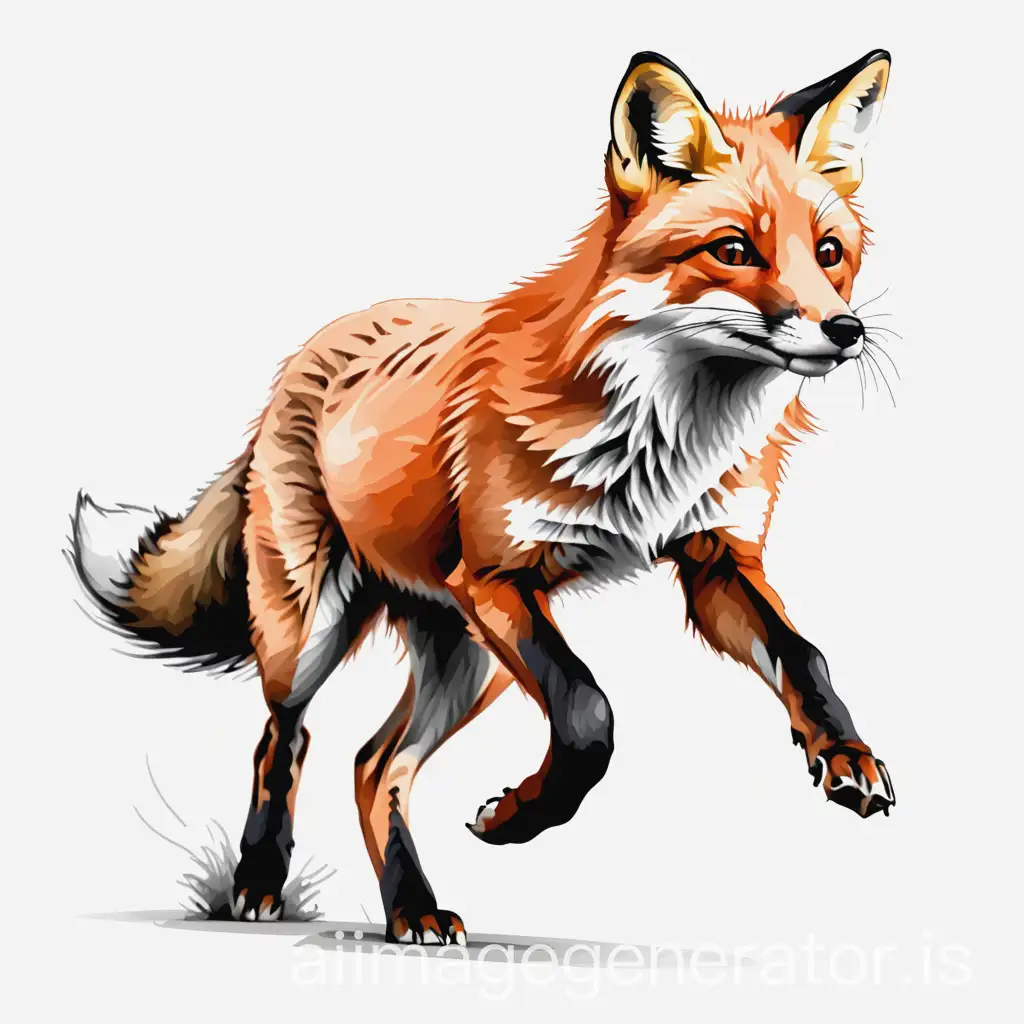 Sketch-of-a-Fox-Running-on-a-White-Background