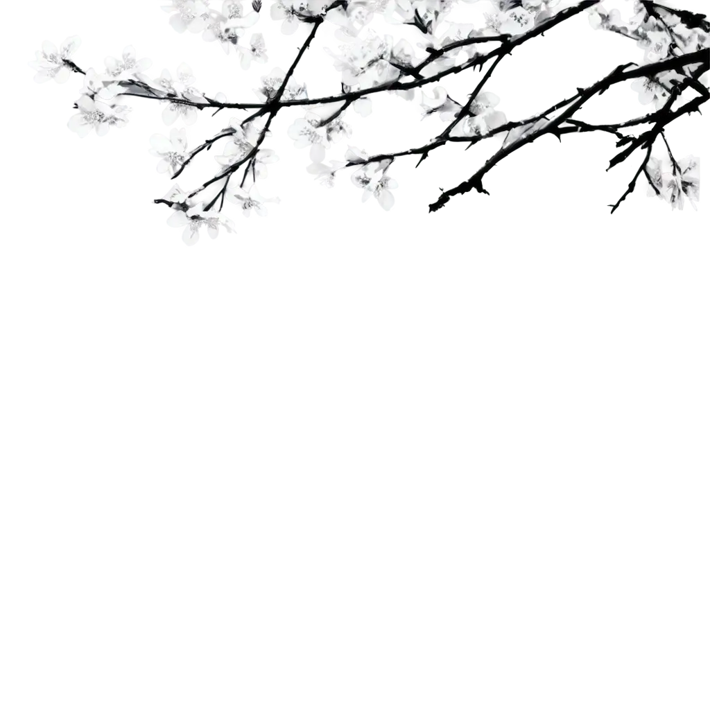 Black-and-White-Sakura-Leaves-PNG-Image-with-Falling-Branches-HighQuality-Transparent-Design