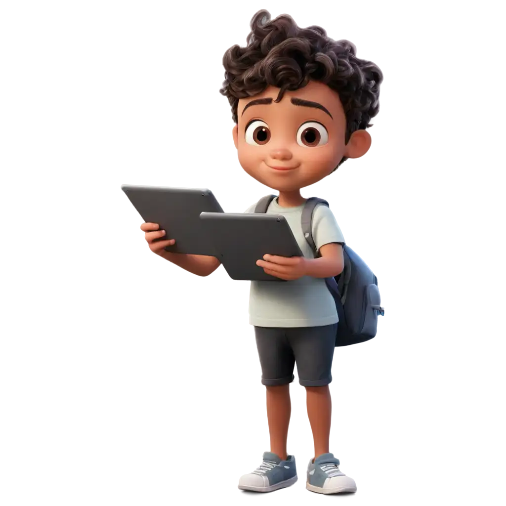 Child-Using-Tablet-PNG-Image-in-Pixar-Style-Creative-and-Engaging-Digital-Art