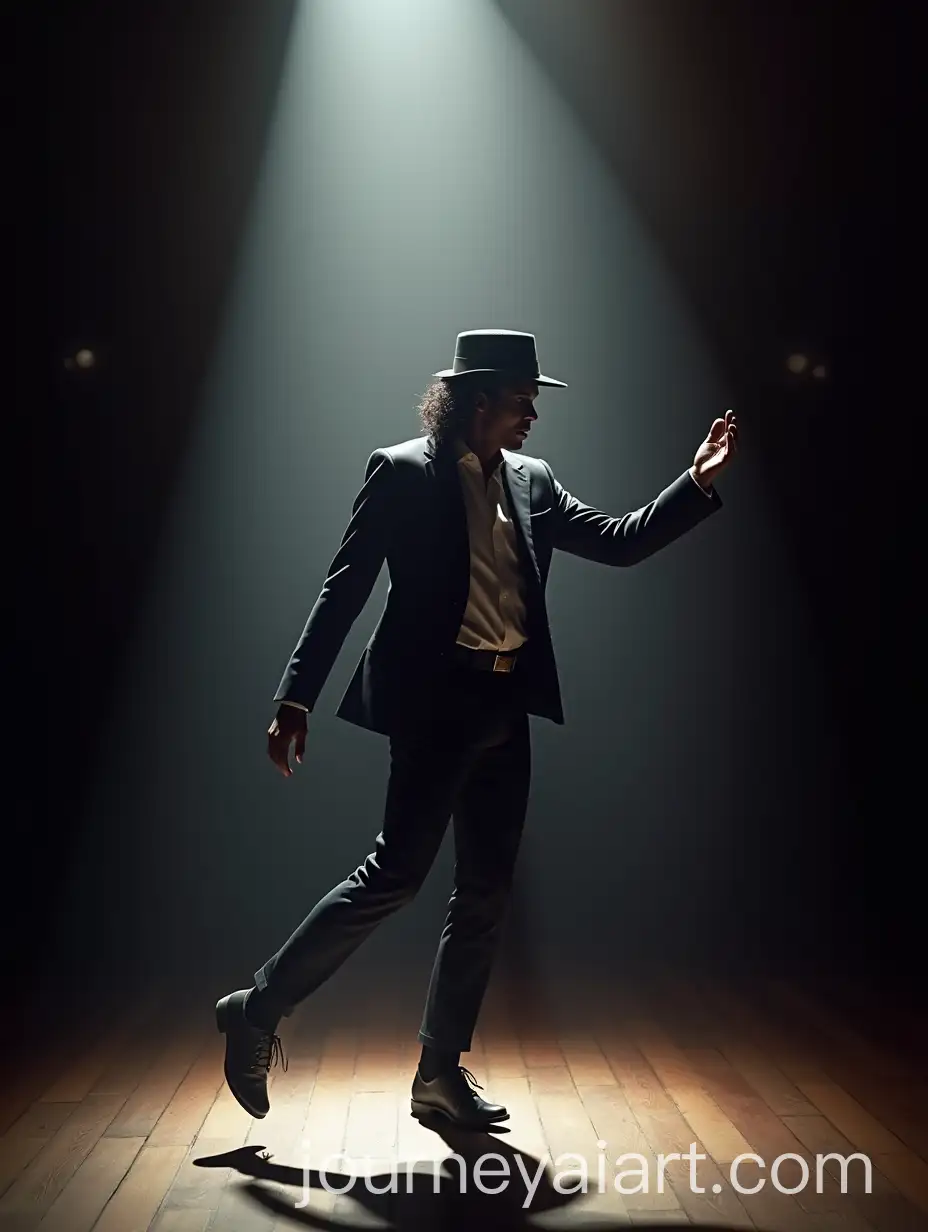 Michael-Jackson-Moonwalking-on-an-Empty-Stage-with-Single-Spotlight