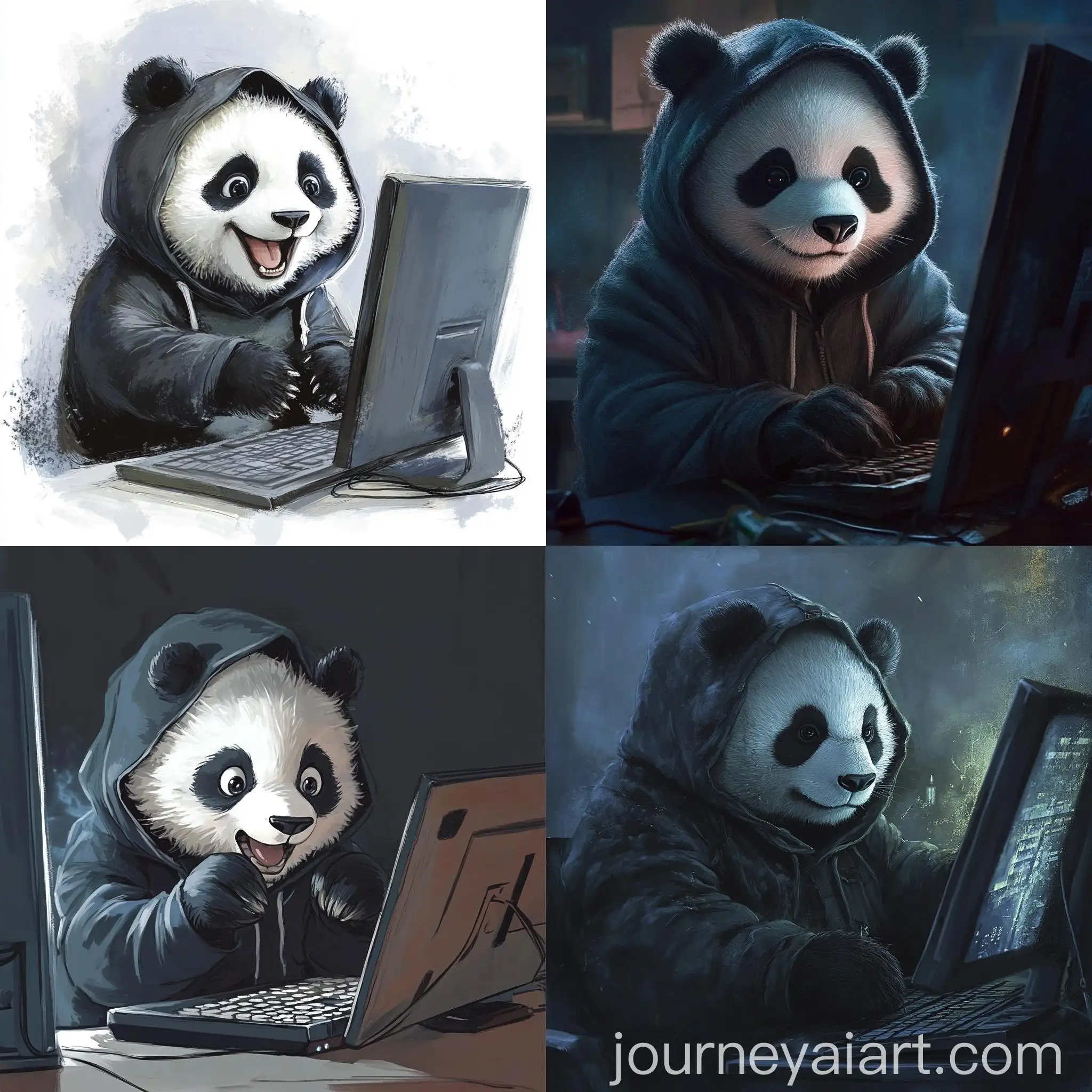 Panda-in-Hoodie-Rejoices-at-Computer-Monitor