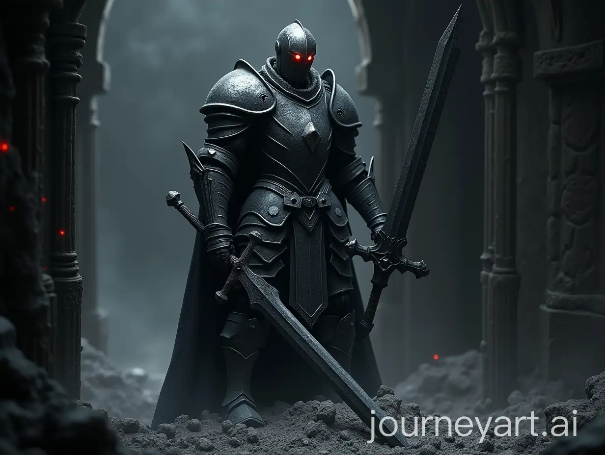 Knight-Golem-in-Black-Armor-Guarding-Ancient-Iron-Gates-in-Dark-Crypt