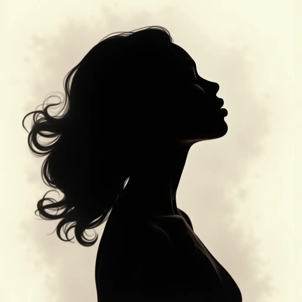 Elegant-Silhouette-of-a-Black-Woman-with-Artistic-Hair-and-Minimalist-Background