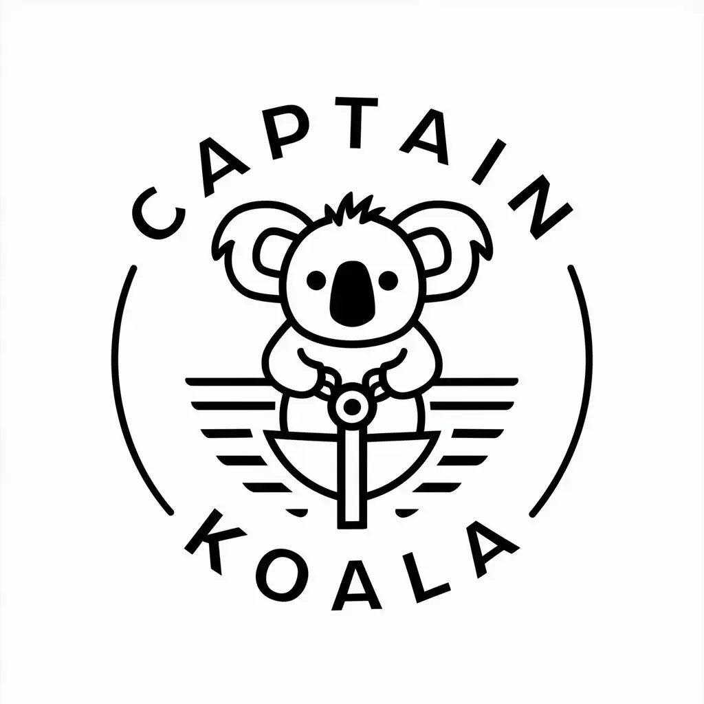 a vector logo design,with the text "captain Koala", main symbol:Koala holding onto the rudder of the boat,Minimalistic,clear background