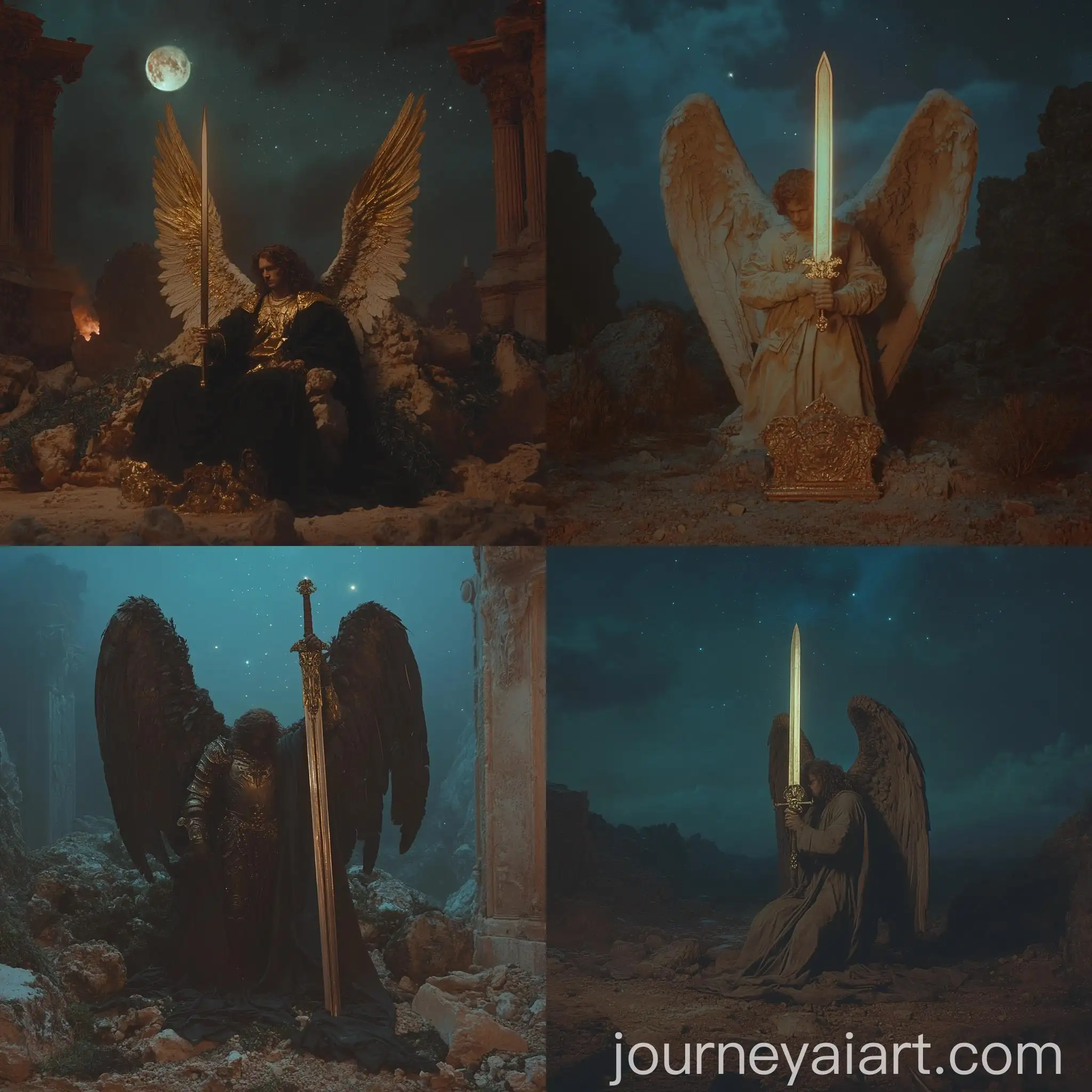 Majestic-Fallen-Angel-with-Raised-Blade-in-Desolate-Landscape