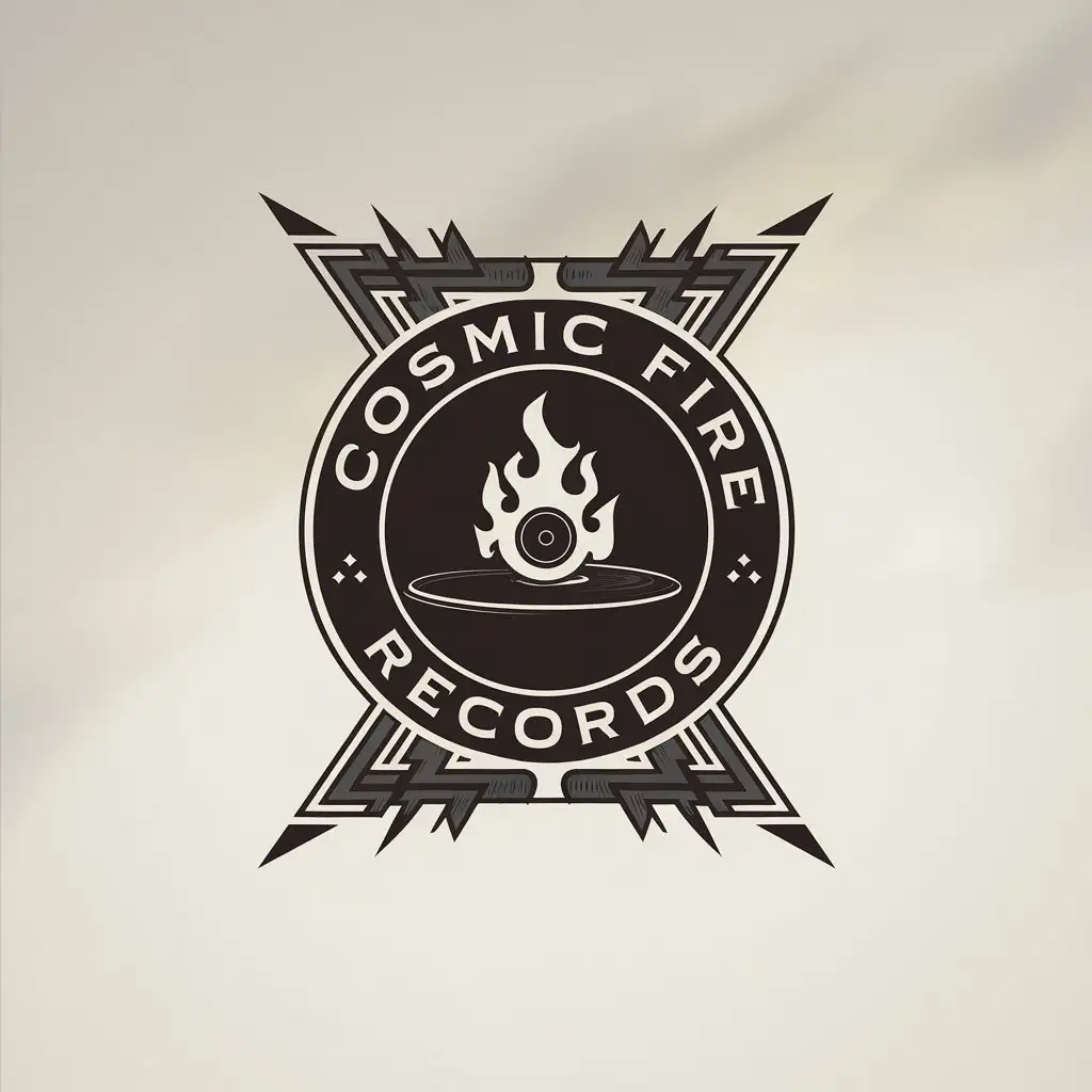 LOGO Design for Cosmic Fire Records Circular Symbol on Clear Background