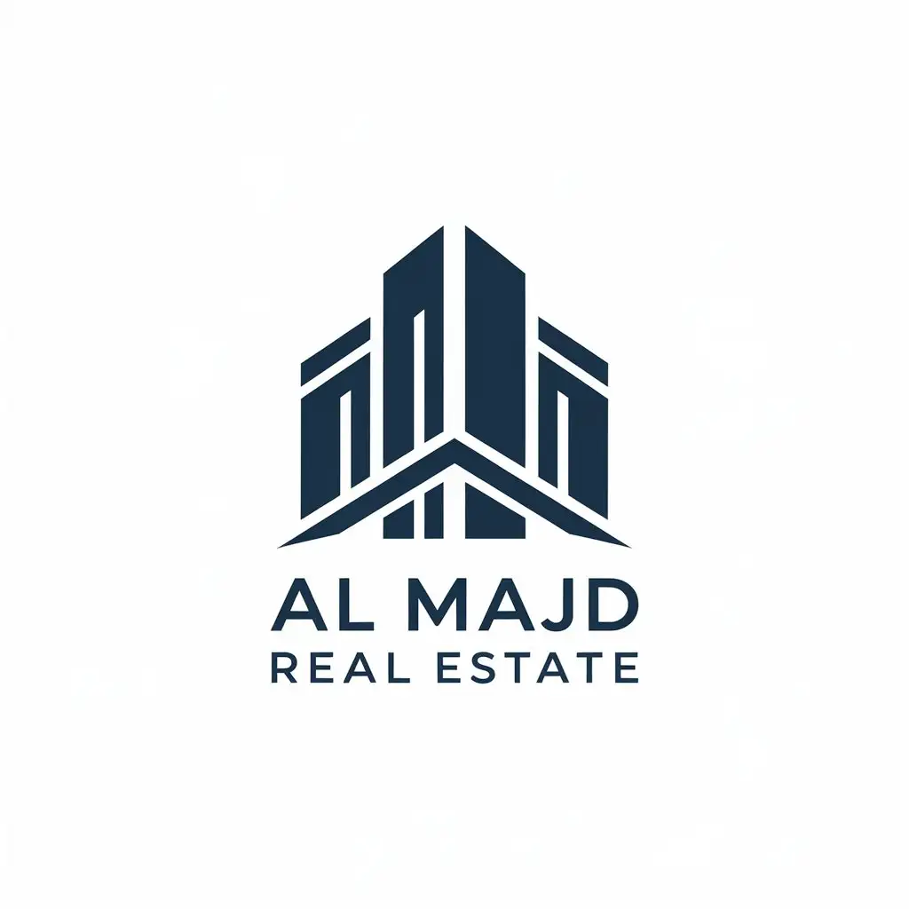 LOGO Design For Al Majd Real Estate Towers Symbolizing Stability and Growth