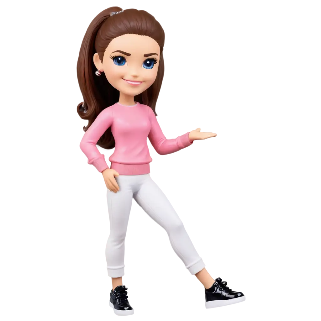 Funko-Pop-Girl-Doll-PNG-Image-with-Brown-Ponytail-Pink-Top-and-Jewelry-High-Quality-for-Your-Projects