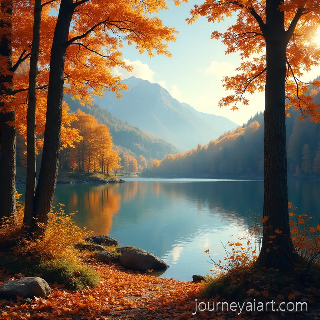 Forest-in-Fall-with-LakeSerene-Autumn-Forest-with-Tranquil-Lake-View
