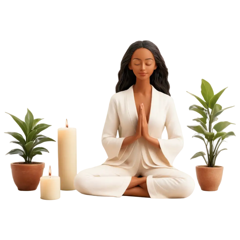 Serene-Meditating-Figure-PNG-Peaceful-Mindfulness-with-Plants-and-Candles