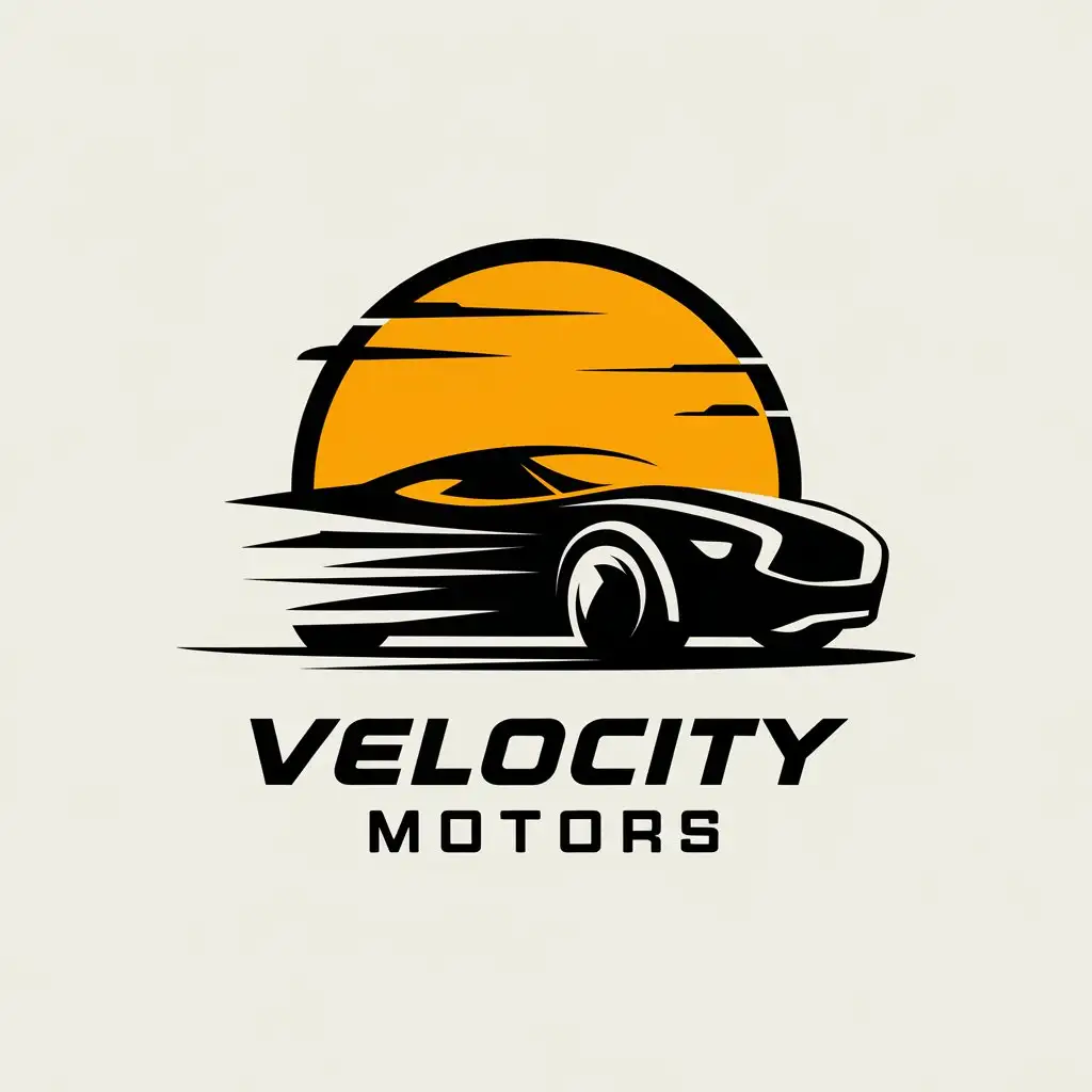 LOGO Design for Velocity Motors Sleek Automotive Icon with Stylized Car Silhouette