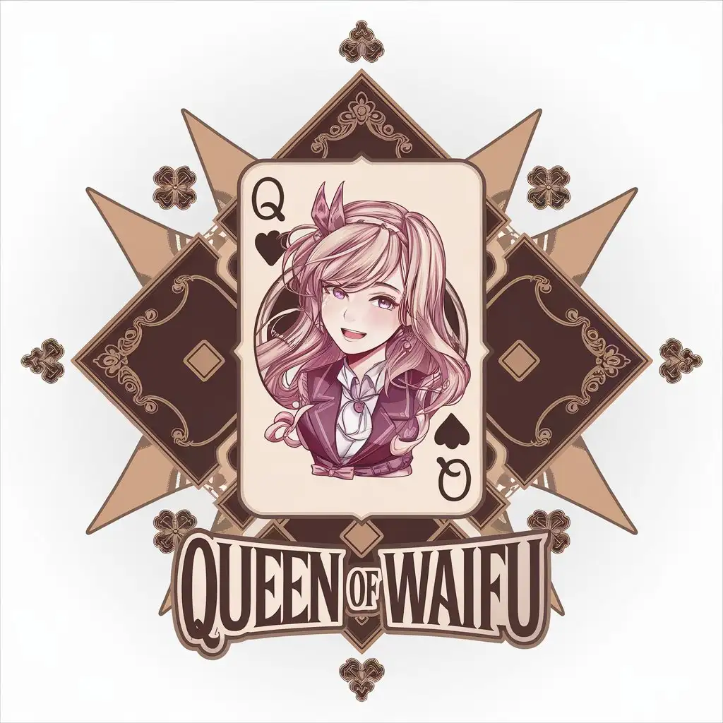 LOGO Design for Queen of Waifu Waifu Trading Cards with Positivity and Complex Theme for Entertainment Industry