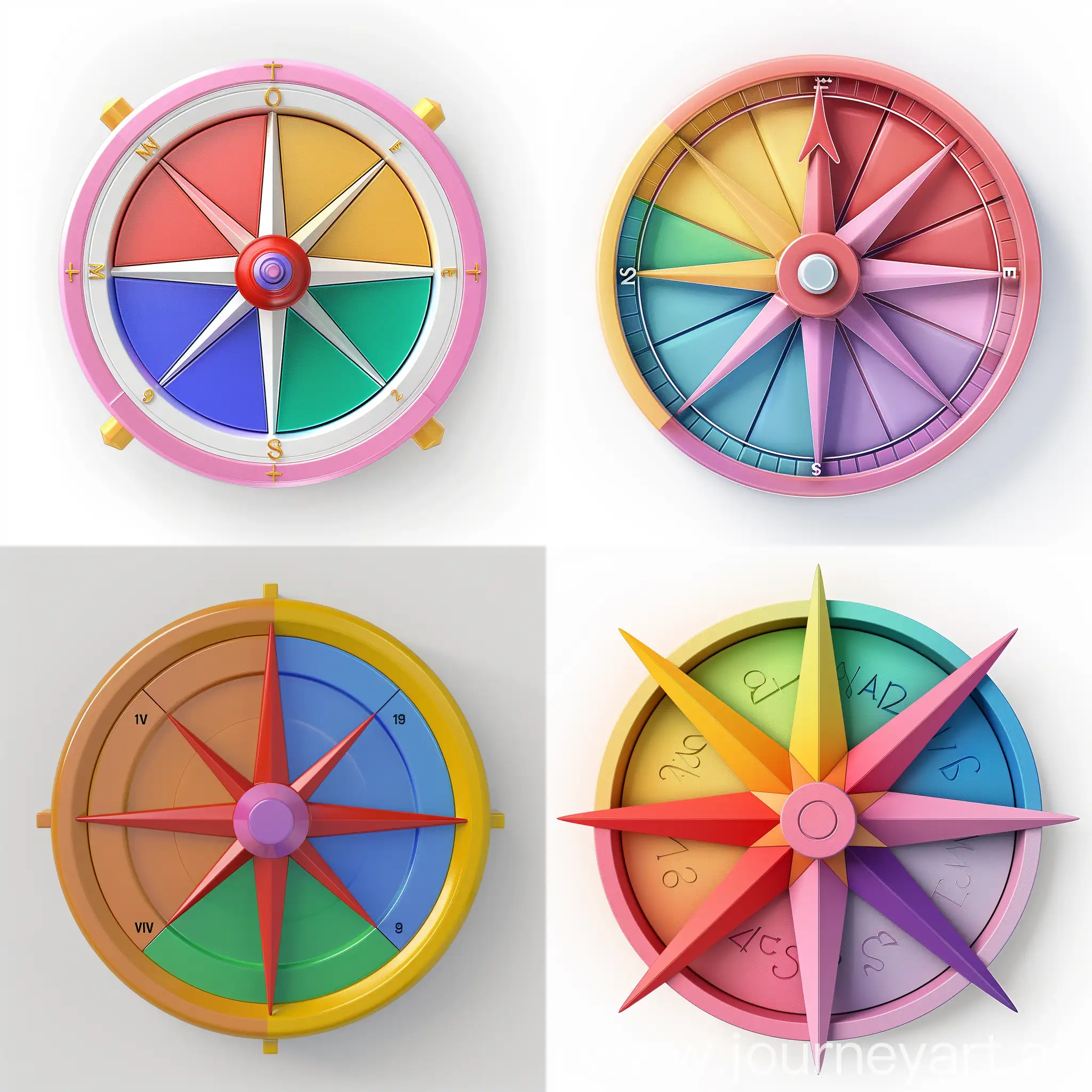 Colorful-3D-Compass-Illustration-with-Divided-Sections-and-Central-Pink-Focus