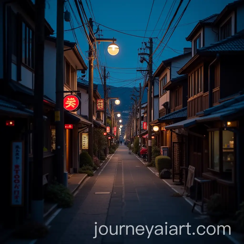 Quiet-Japanese-Street-at-Night-with-Street-Lights