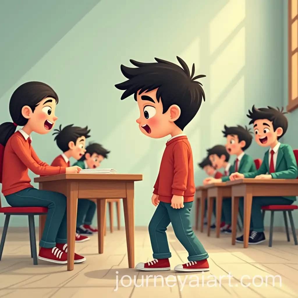 Emotional-Storybook-Illustration-of-a-Boy-Being-Bullied-at-School