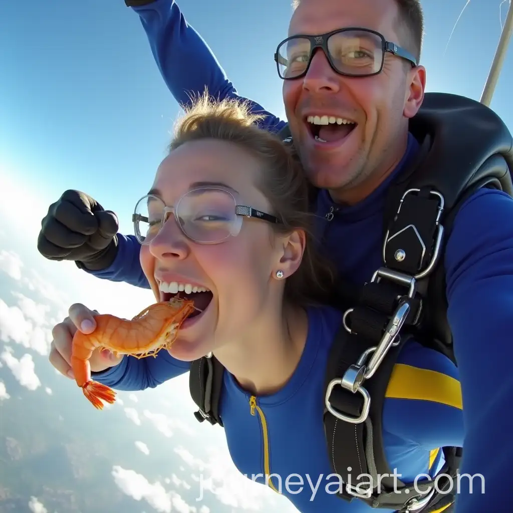 Couple-Enjoying-Shrimp-While-Skydiving-in-MidAir