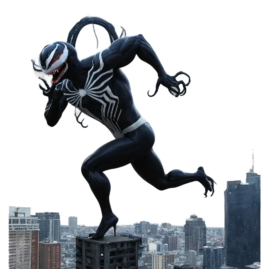 Venom-Standing-on-Top-of-a-Building-PNG-Image-HighQuality-Artwork-for-Digital-Creations