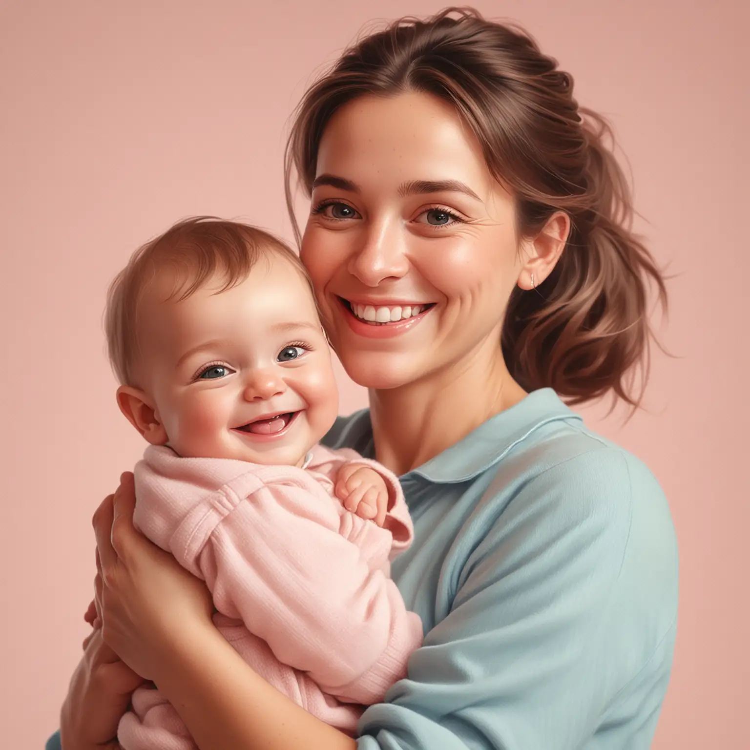 Smiling-Parent-Holding-Baby-with-Soft-Lighting-and-Pastel-Background