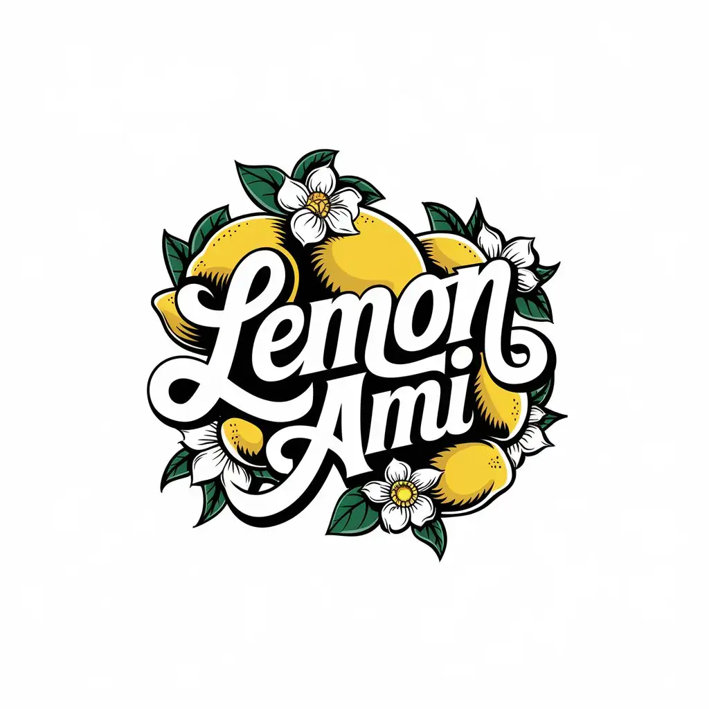 LOGO-Design-for-Lemon-AMI-Traditional-Old-School-Tattoo-Style-with-Lemon-Flowers-and-Lemons