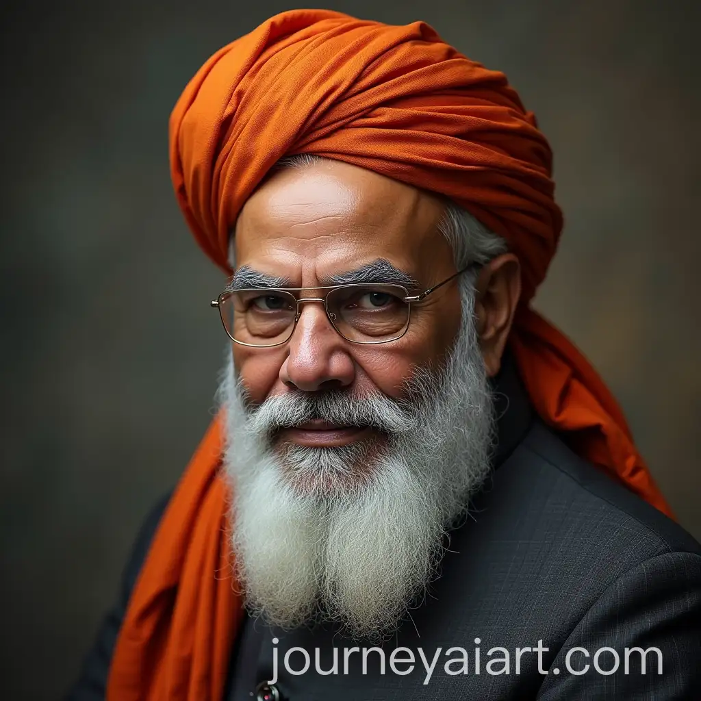 Angry-Portrait-of-Narendra-Modi-with-Intense-Expression-and-Muslim-Skull-Cap
