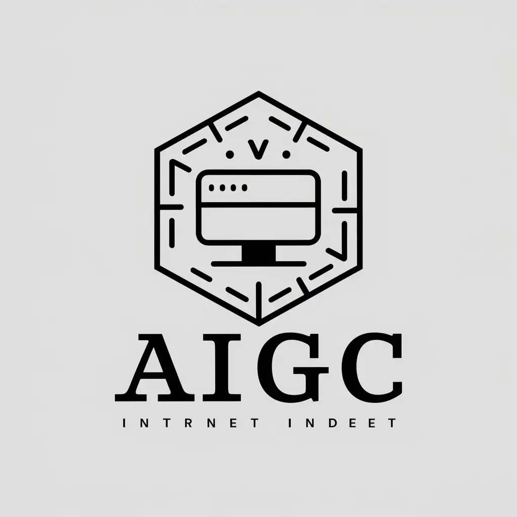 a vector logo design,with the text "AIGC", main symbol:computer,Moderate,be used in Internet industry,clear background